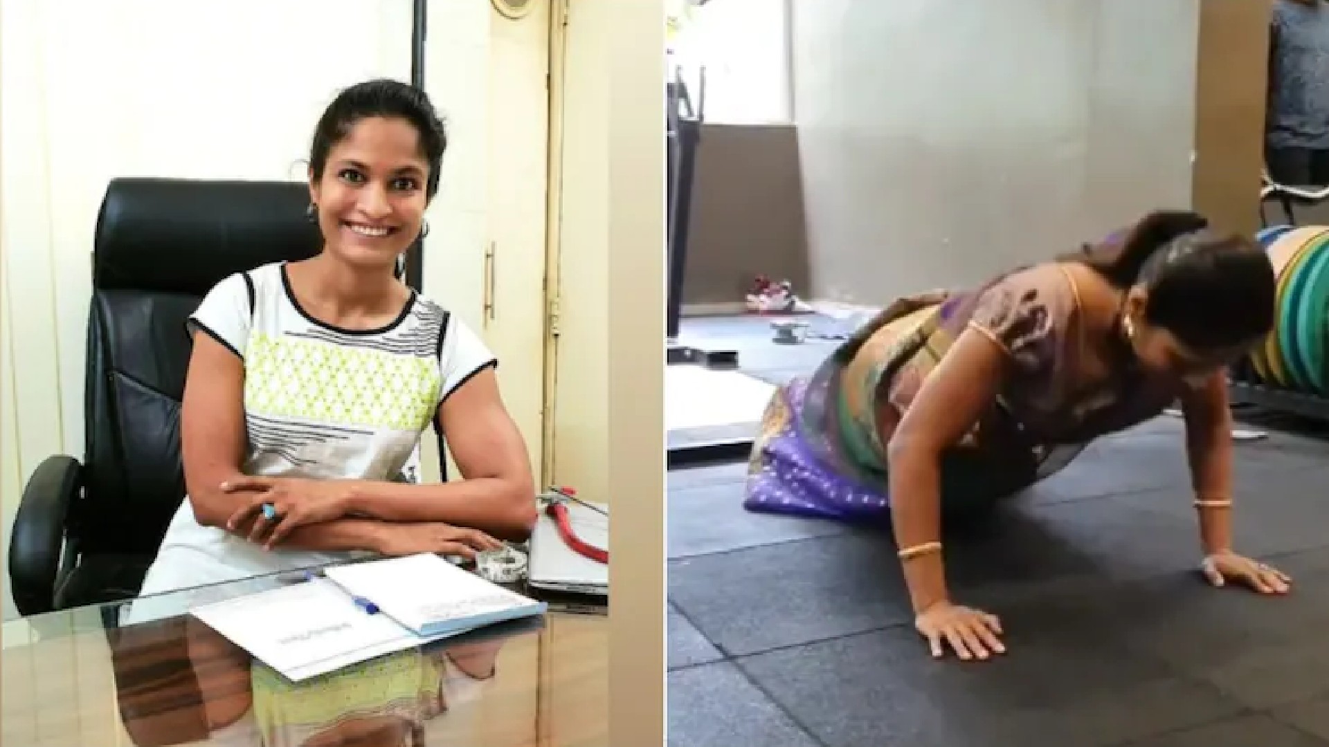 Pune woman in saree does push-ups
