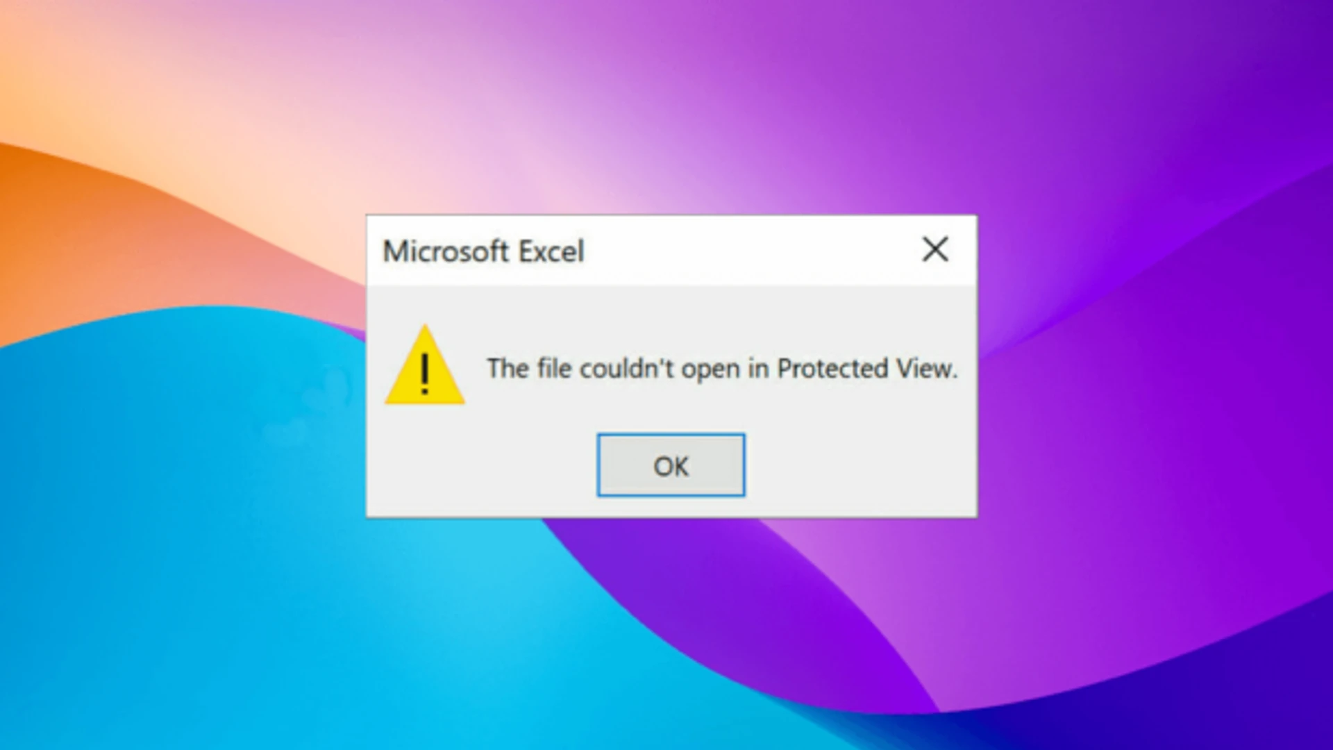 The Excel File couldn’t open in Protected View.